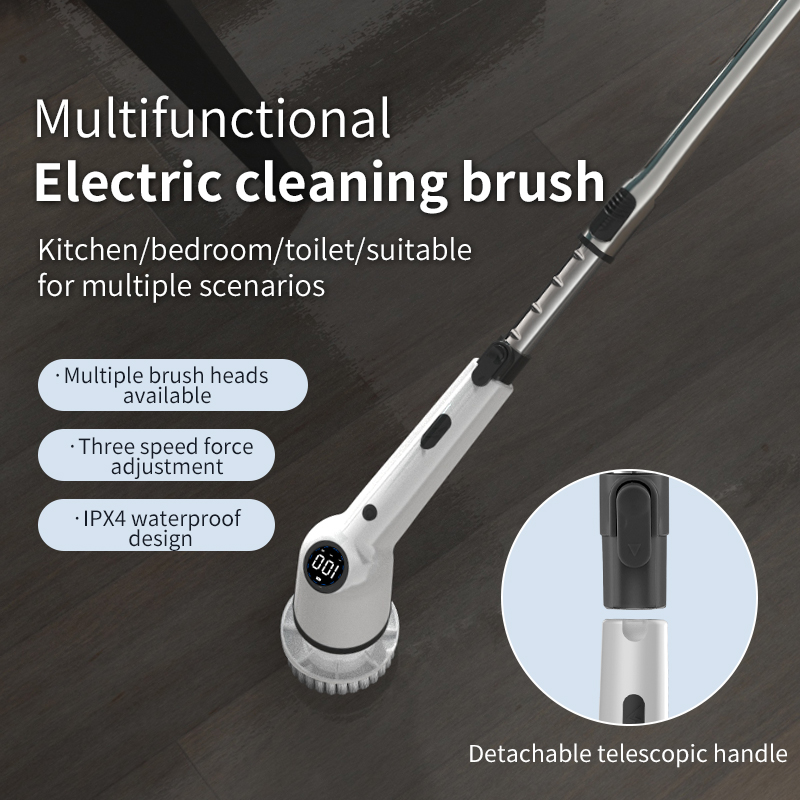 Electric Spin Scrubber - 9 Replacement Brush Heads, 3 Adjustable Sizes, 8000mAh Battery, Dual Speeds,Lightweight USB Handheld Design for Home Cleaning