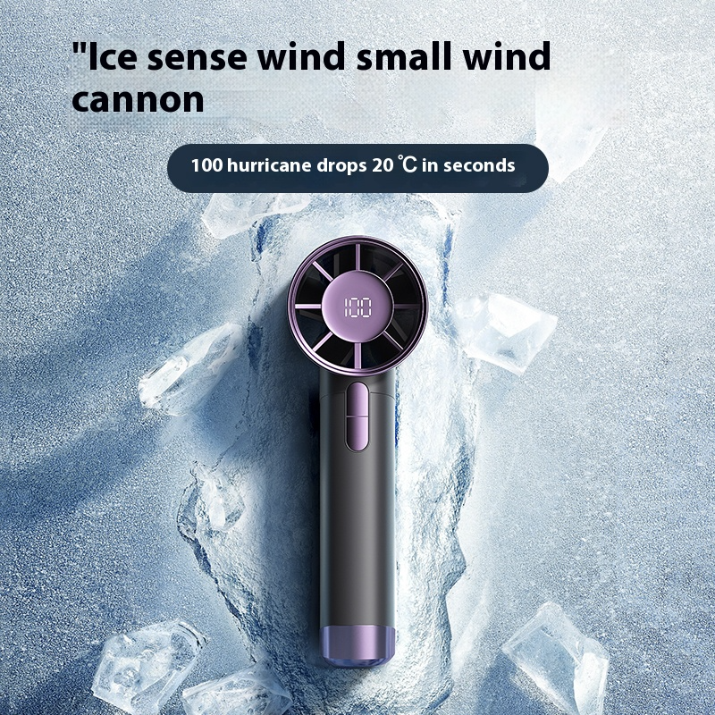 USB charging handheld fan with digital display - silent and powerful mini fan, 3000mAh battery, portable camping small fan, personal portable outdoor mini hand cranked fan