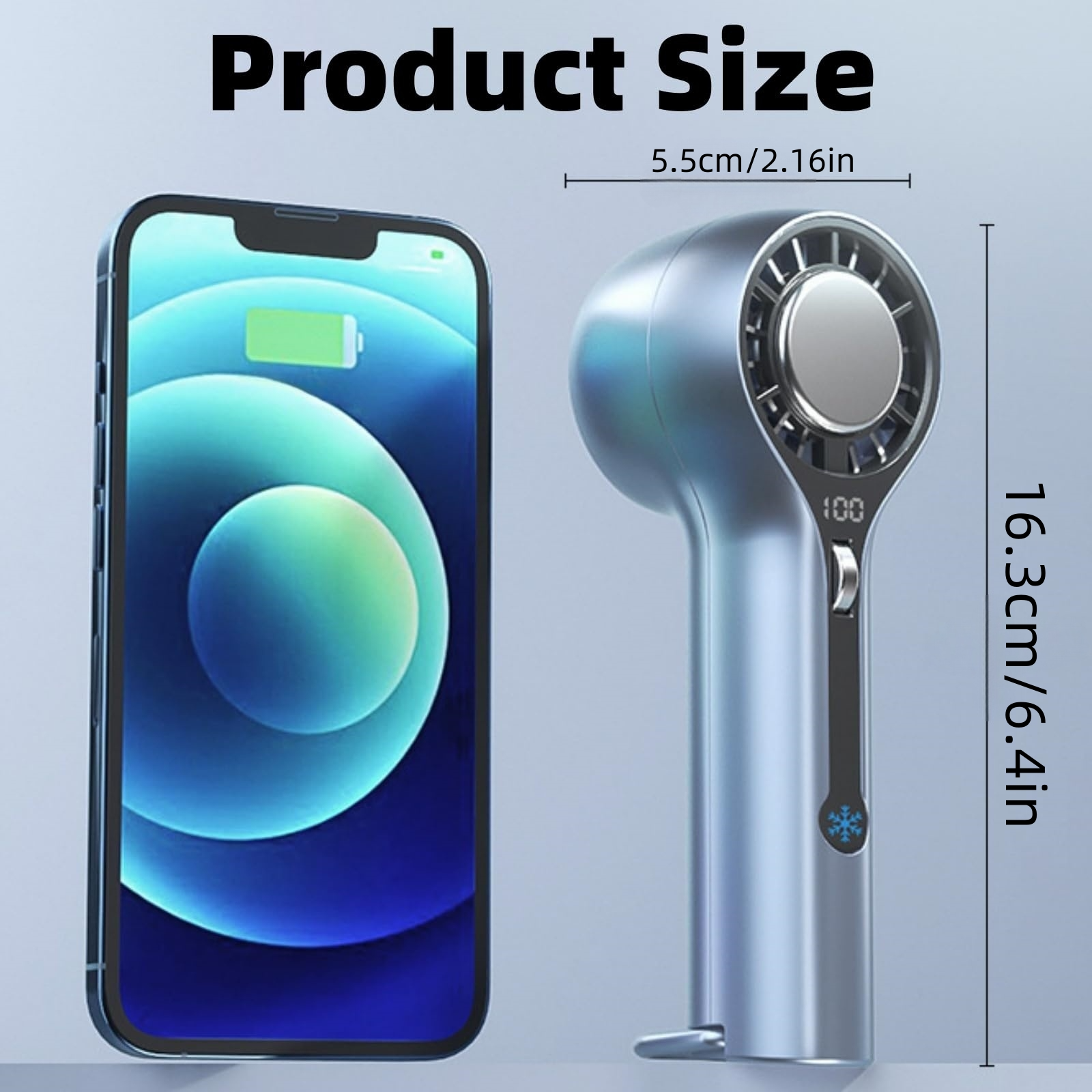 Handheld Fan with Ice Cooling, 3000mAh Rechargeable Personal Turbo Fan with Digital Display, 0-100 Adjustable Speed Mini Portable for Travel, Outdoor, Camping, Office, Working