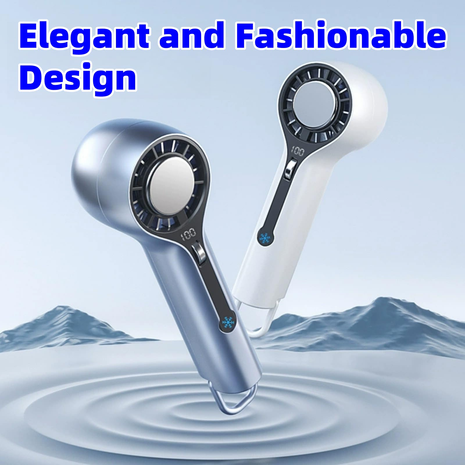 Handheld Fan with Ice Cooling, 3000mAh Rechargeable Personal Turbo Fan with Digital Display, 0-100 Adjustable Speed Mini Portable for Travel, Outdoor, Camping, Office, Working