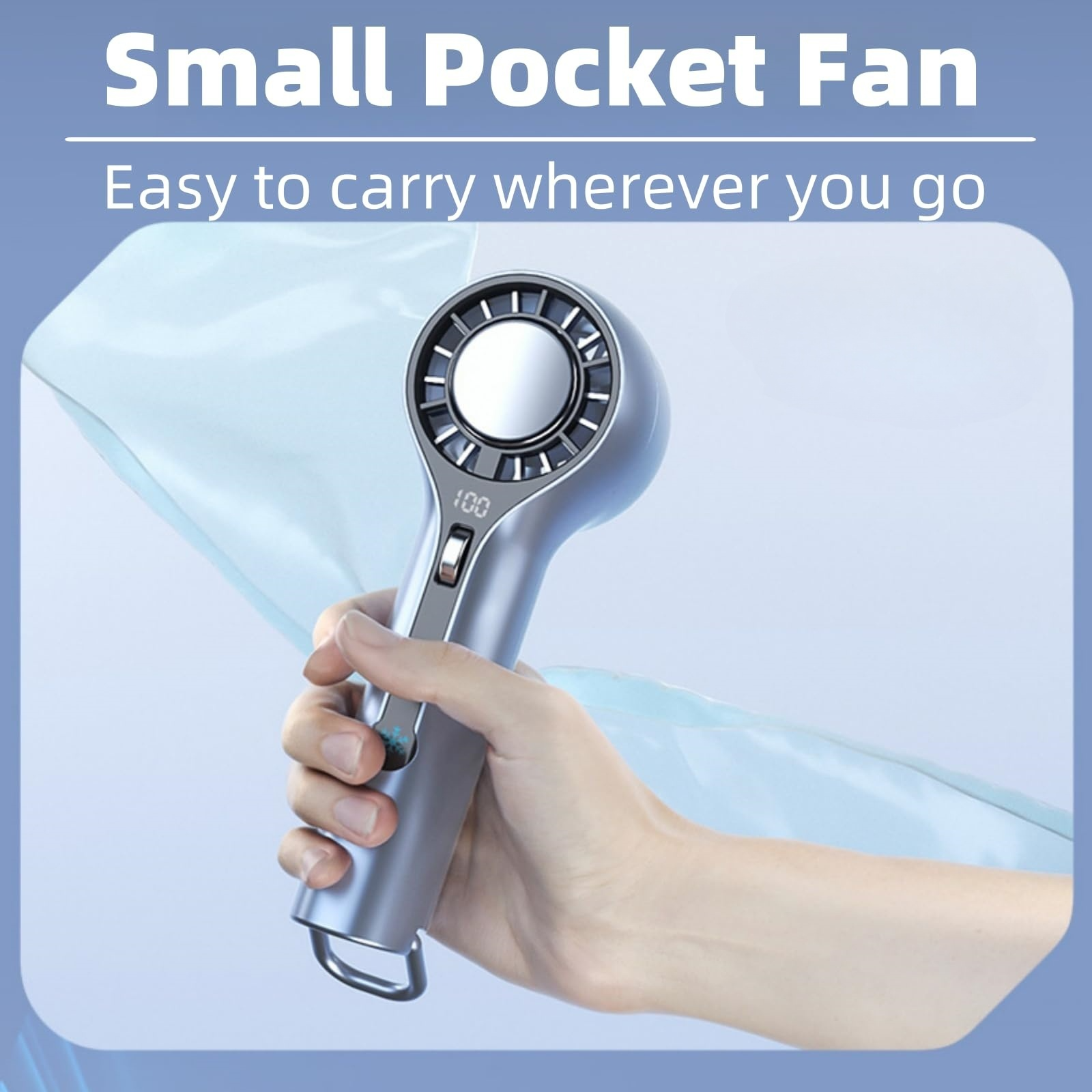 Handheld Fan with Ice Cooling, 3000mAh Rechargeable Personal Turbo Fan with Digital Display, 0-100 Adjustable Speed Mini Portable for Travel, Outdoor, Camping, Office, Working