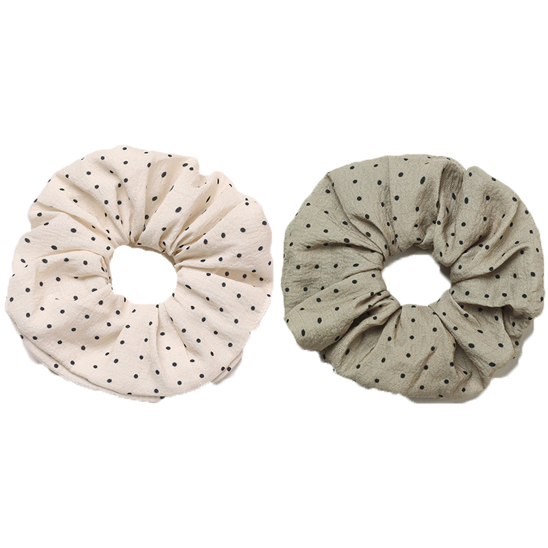 "2 pcs Elegant Spotted pattern Scrunchies - Soft, Stretchy, and Detachable Hair Ties for Ponytails, Polka Dots Fabric Hair Elastics, Spiral Hair Ring, and Cute Hair Accessories - Perfect for Girls and Women "