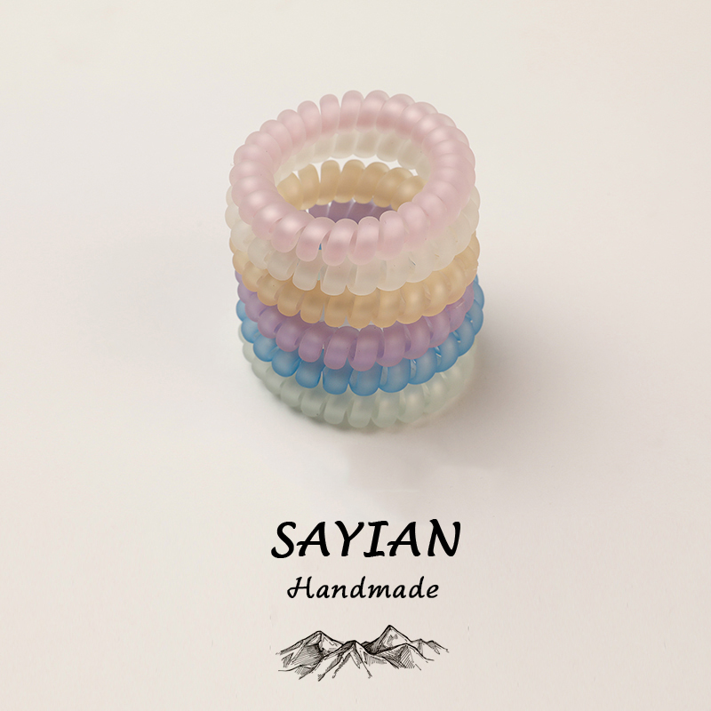 "6 pcs/set Phone Circle Coil Hair Ties, Mixed color Foggy surface Hair circle, and Cute Hair Accessories - Perfect for Girls and Women "