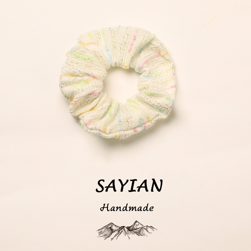 "4 Pcs/Set Fashionable Colored blended linen fabric Scrunchies - Soft, Stretchy, and Detachable Hair Ties for Ponytails, Fashion Hair Elastics, Spiral Hair Ring, and Cute Hair Accessories - Perfect for Girls and Women "