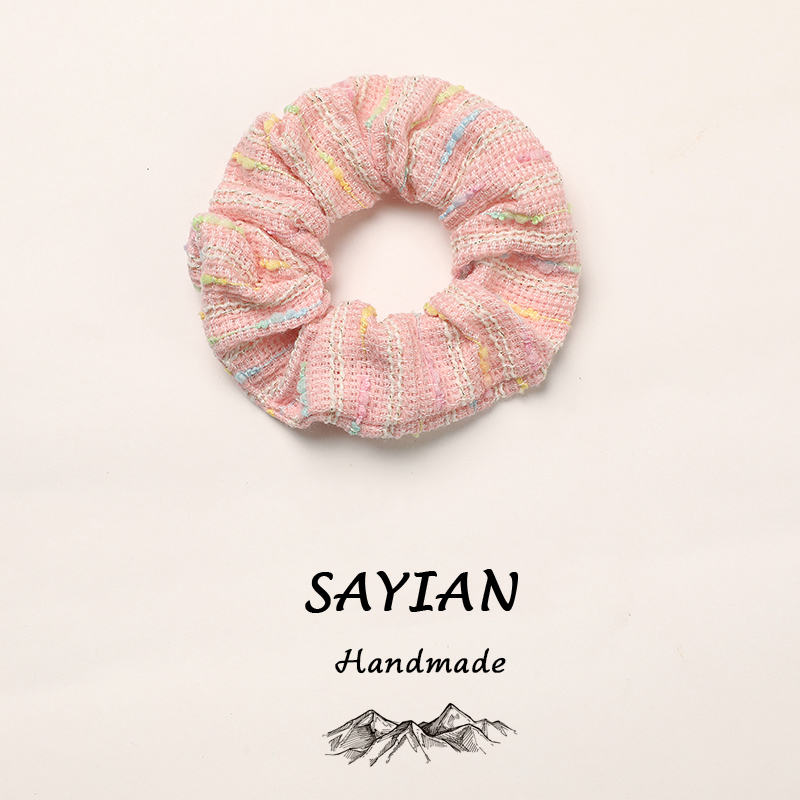 "4 Pcs/Set Fashionable Colored blended linen fabric Scrunchies - Soft, Stretchy, and Detachable Hair Ties for Ponytails, Fashion Hair Elastics, Spiral Hair Ring, and Cute Hair Accessories - Perfect for Girls and Women "