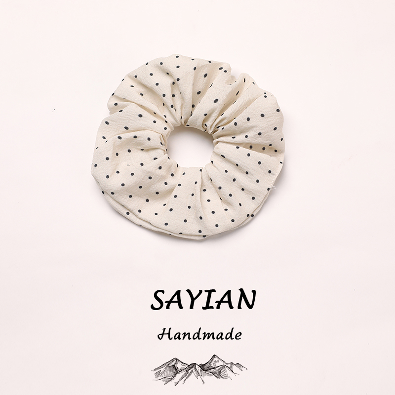"2 pcs Elegant Spotted pattern Scrunchies - Soft, Stretchy, and Detachable Hair Ties for Ponytails, Polka Dots Fabric Hair Elastics, Spiral Hair Ring, and Cute Hair Accessories - Perfect for Girls and Women "