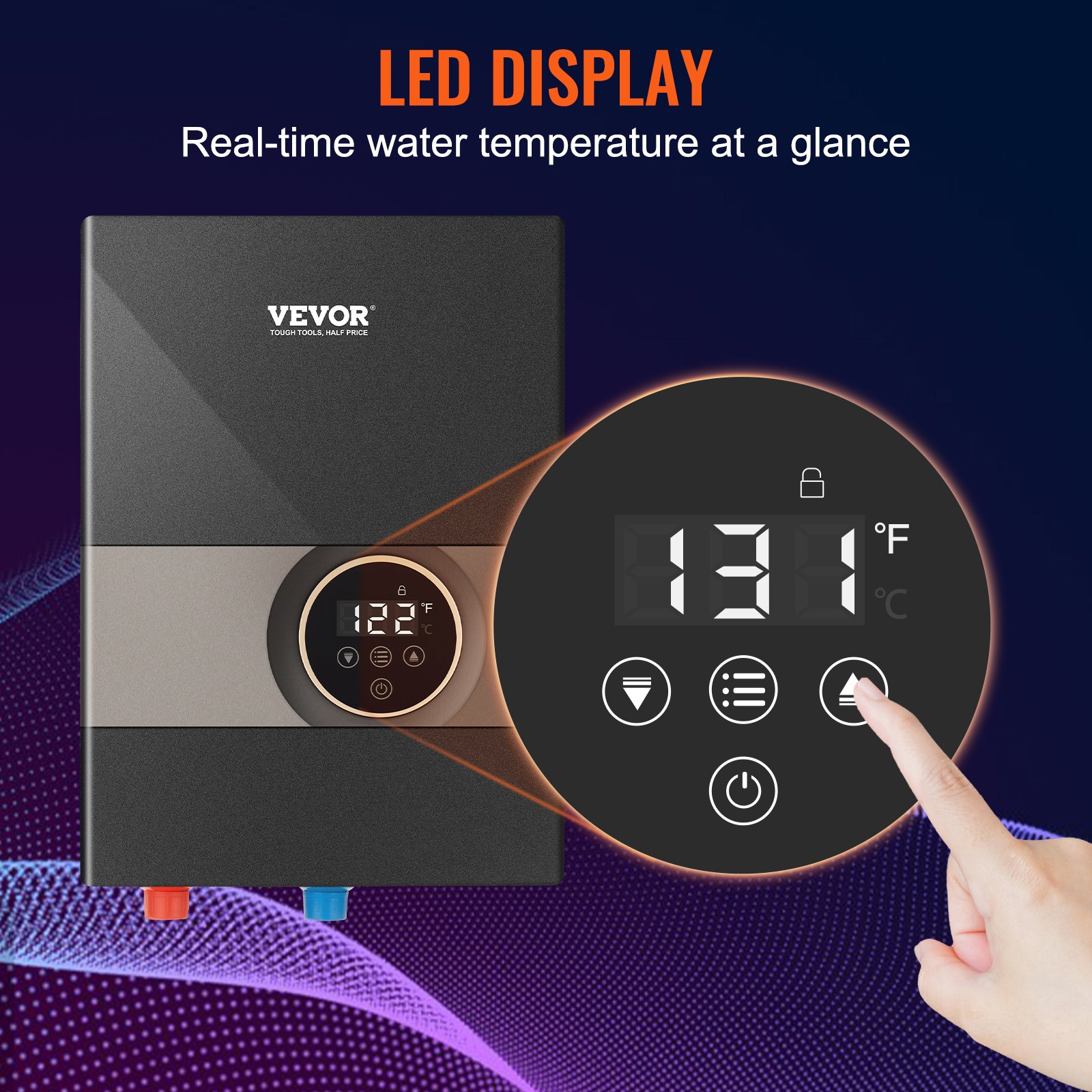 VEVOR Instant Water Heater, 8kw On Demand Electric Tankless Water Boiler, Digital Temperature Display &amp; Easy Installation &amp; 24-Hour Water Supply, For Kitchen Bathroom Shower Mall Salon ETL Listed