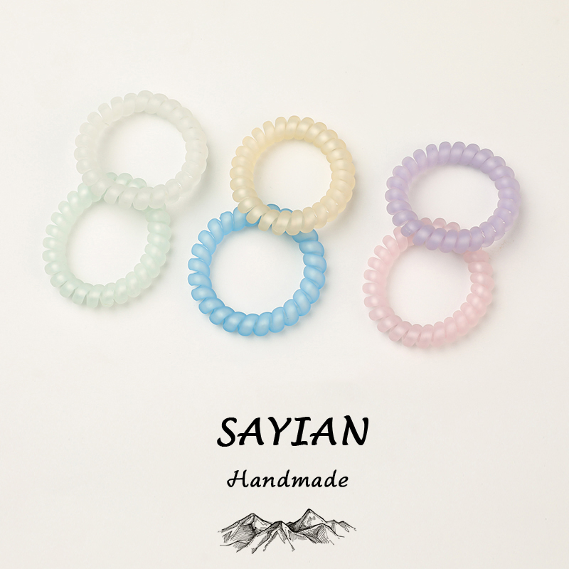"6 pcs/set Phone Circle Coil Hair Ties, Mixed color Foggy surface Hair circle, and Cute Hair Accessories - Perfect for Girls and Women "