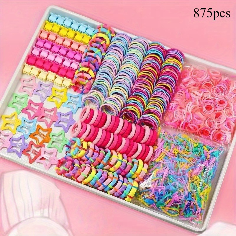 875pieces of elegant bow hair accessories set, suitable for both girls and ladies - including satin hair bands, multi-layer bow hair clips, etc., essential for daily cute looks.