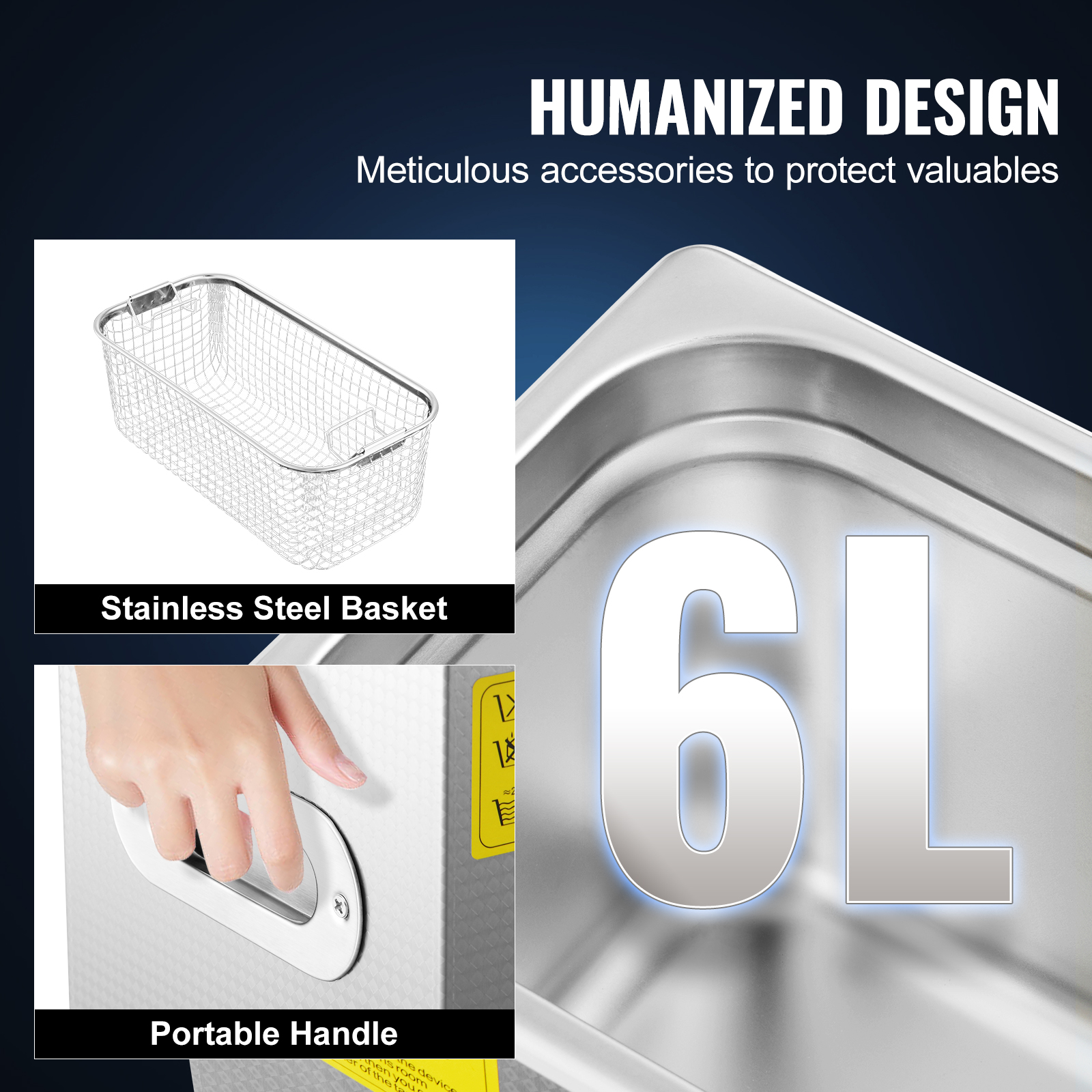 VEVOR Commercial Ultrasonic Cleaner 6L Professional Ultrasonic Cleaner 40kHz with Digital Timer&amp;Heater 110V Excellent Cleaning Machine for Watch Instruments Industrial Parts Excellent Cleaner Solution