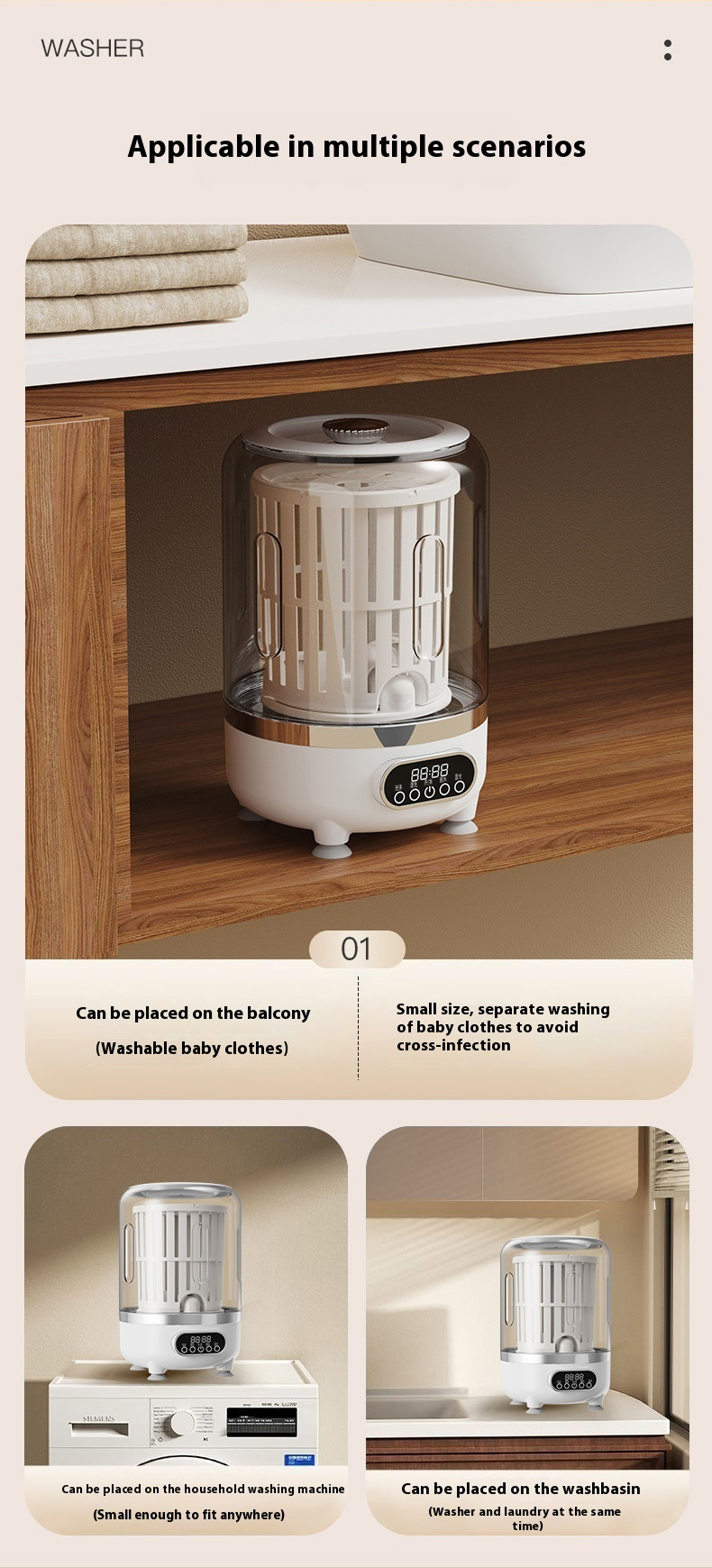 Underwear Washing Machine | Automatic Mini Washing Machine, Portable spin dry | For underwear, socks, baby clothes | mini washing machine for travel, dorm, RV | Saves water and time