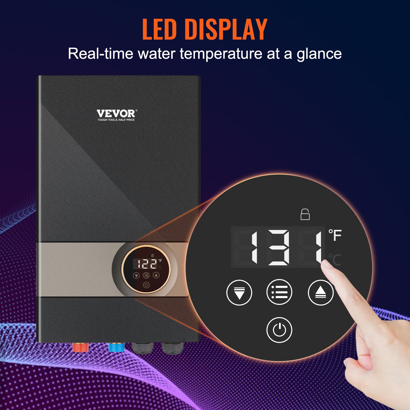 VEVOR Instant Water Heater, 8kw On Demand Electric Tankless Water Boiler, Digital Temperature Display &amp; Easy Installation &amp; 24-Hour Water Supply, For Kitchen Bathroom Shower Mall Salon ETL Listed