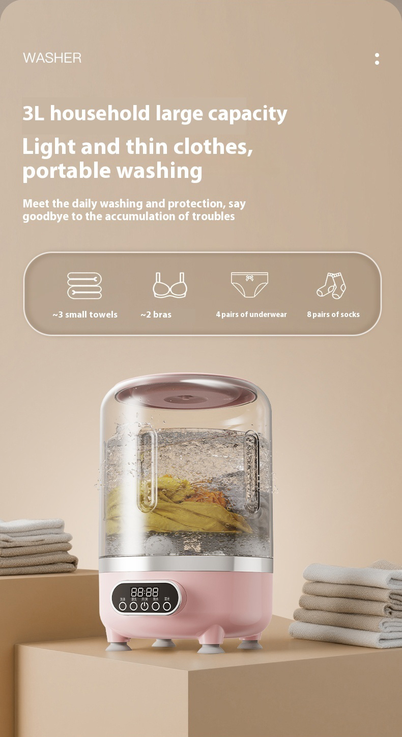 Underwear Washing Machine | Automatic Mini Washing Machine, Portable spin dry | For underwear, socks, baby clothes | mini washing machine for travel, dorm, RV | Saves water and time