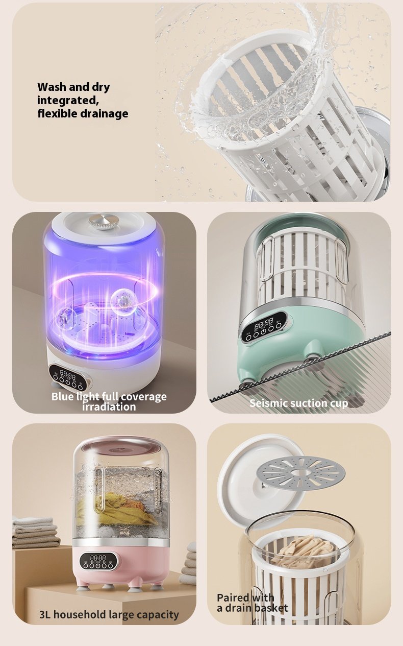 Underwear Washing Machine | Automatic Mini Washing Machine, Portable spin dry | For underwear, socks, baby clothes | mini washing machine for travel, dorm, RV | Saves water and time