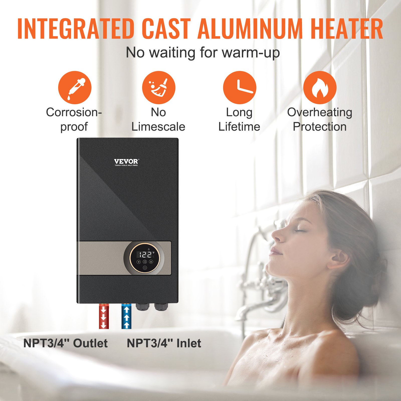 VEVOR Instant Water Heater, 8kw On Demand Electric Tankless Water Boiler, Digital Temperature Display &amp; Easy Installation &amp; 24-Hour Water Supply, For Kitchen Bathroom Shower Mall Salon ETL Listed