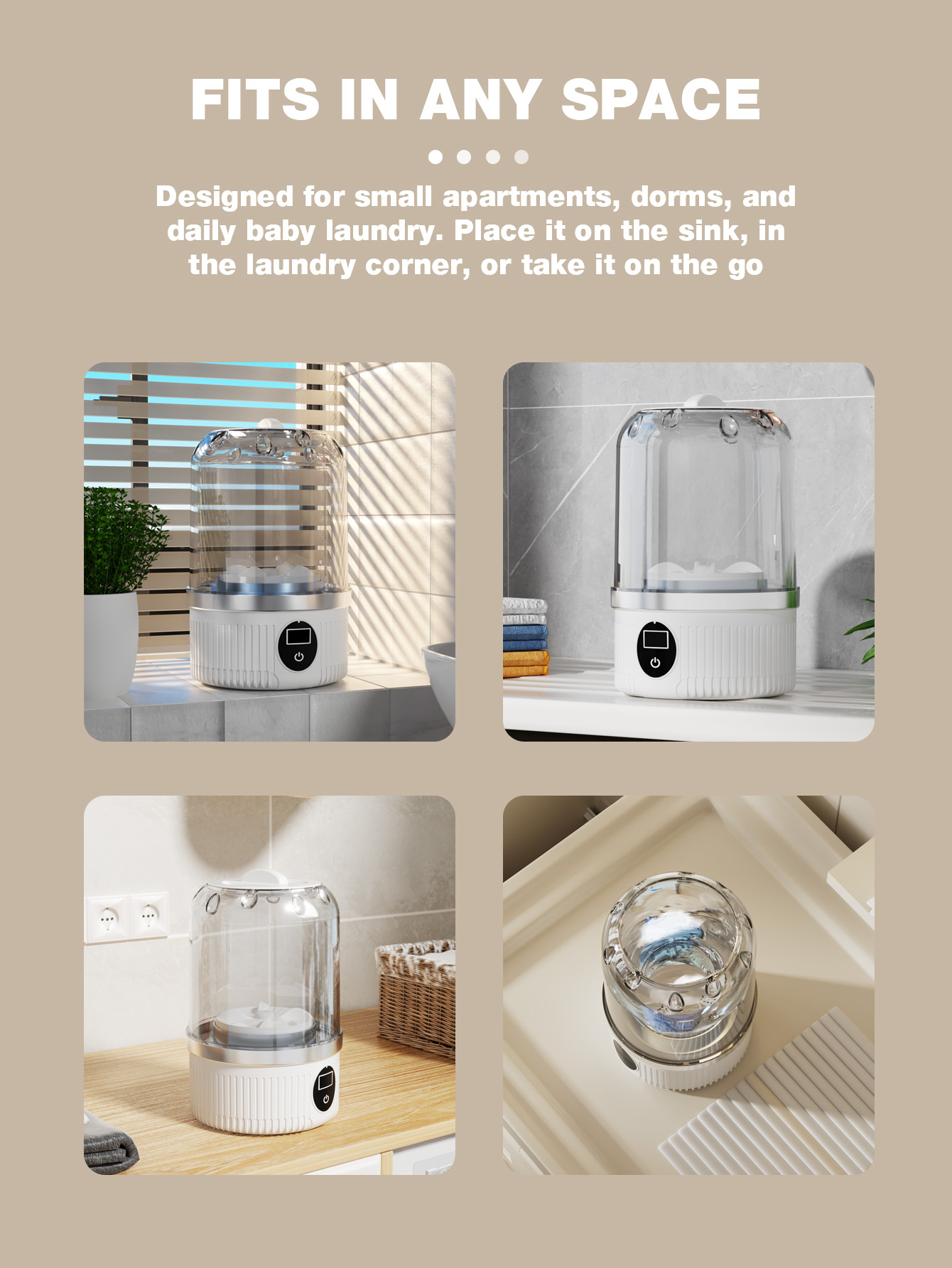 Portable Mini Washing Machine USB Rechargeable Travel Washer for Baby Clothes Underwear Socks Compact Foldable for RV Dorm Camping