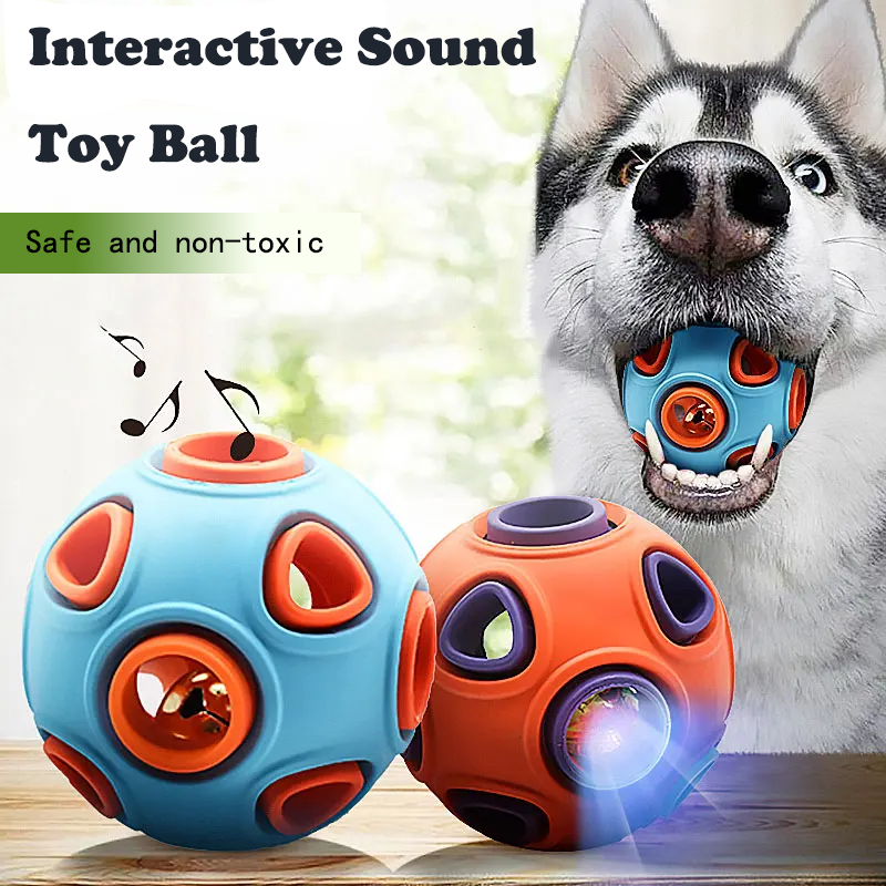 Dog Balls with Bell Sound, [2Pack] Rubber Bouncy Fetch Ball for Puppies Small Dogs, 2” Interactive Pet Chew Toys