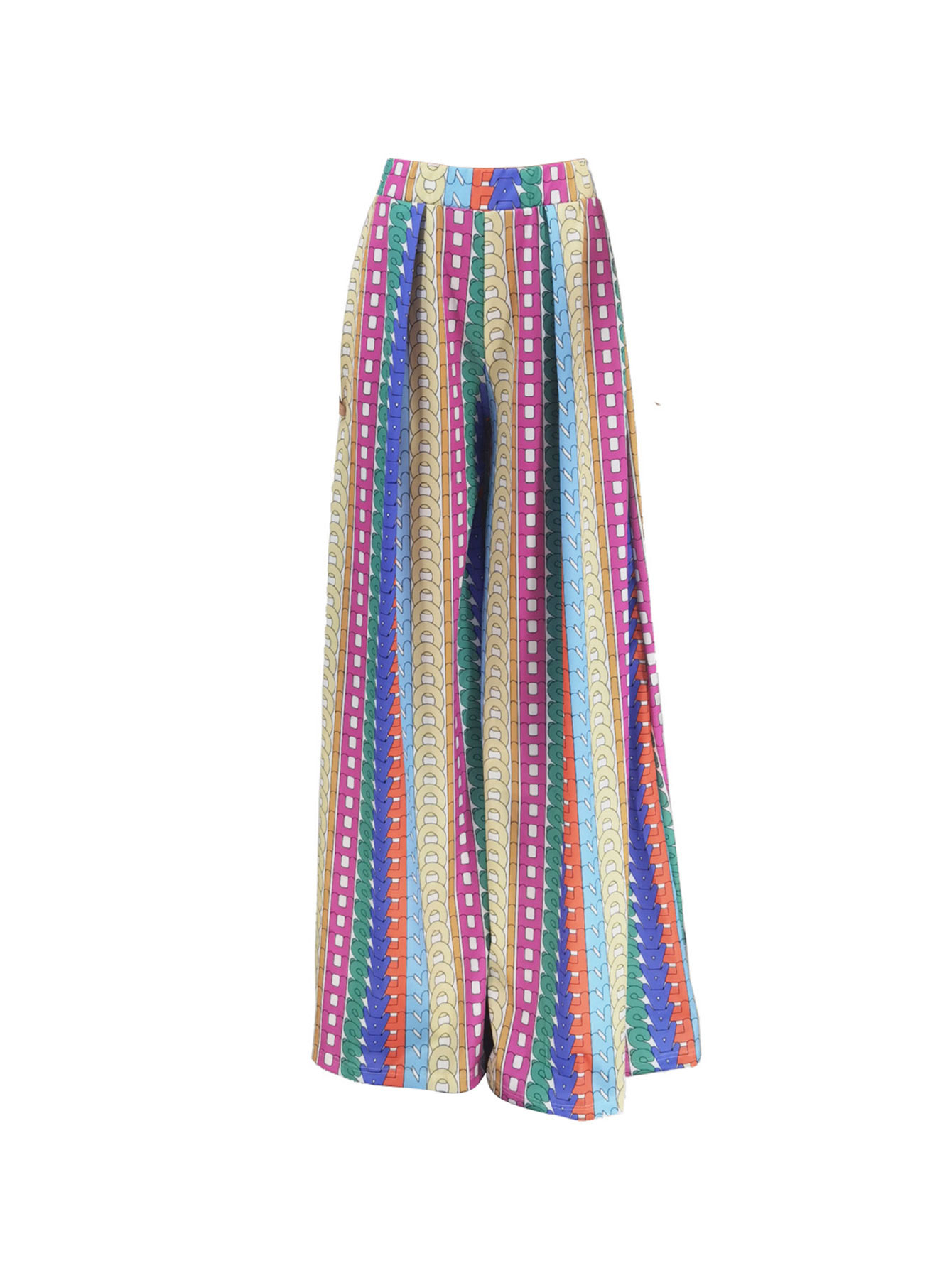 HZ31195Allover Print Wide Leg Loose Pants, Vacation Style High Waist Pants For Spring &amp; Fall, Women's Clothing