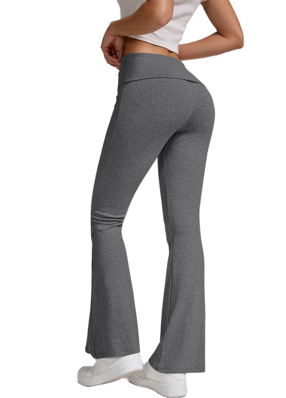 Casual sports women's low waisted flared pants sportswear streetwear, foldable waist and wide leg pants