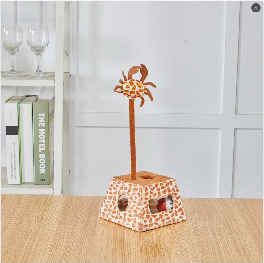 Interactive Cat Scratching Post with Cute Crab/Fish/Shell Design, Durable Cat Toy for Indoor Cats and Kittens, Soft Plush Surface with Sturdy Base, Fun Play & Exercise Furniture
