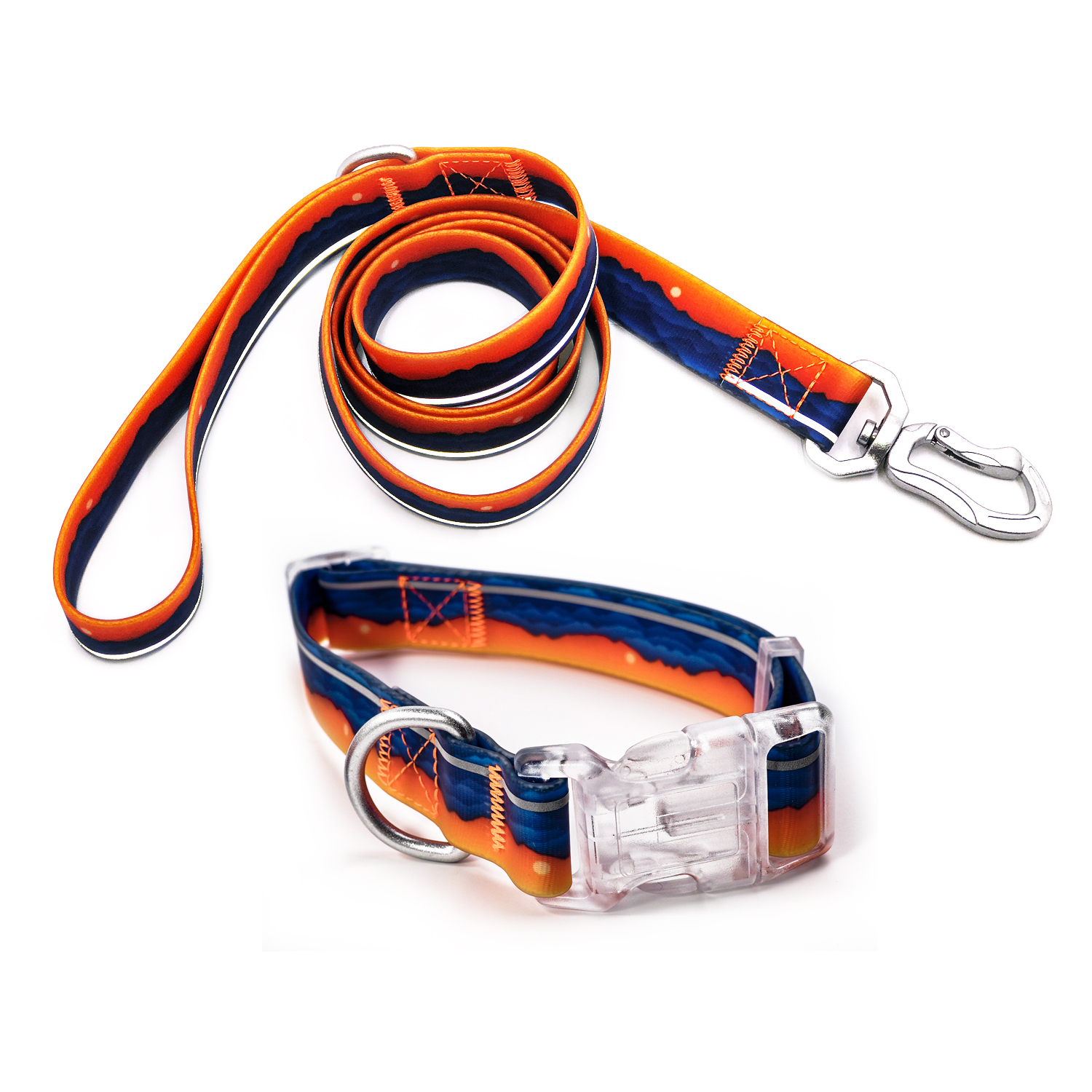 Waterproof Pet Collar &amp; Leash Set - Adjustable for Small/Large Dogs, Waterproof &amp; Easy to Clean, Durable Reflective Strips for Safety (Multiple Colors)