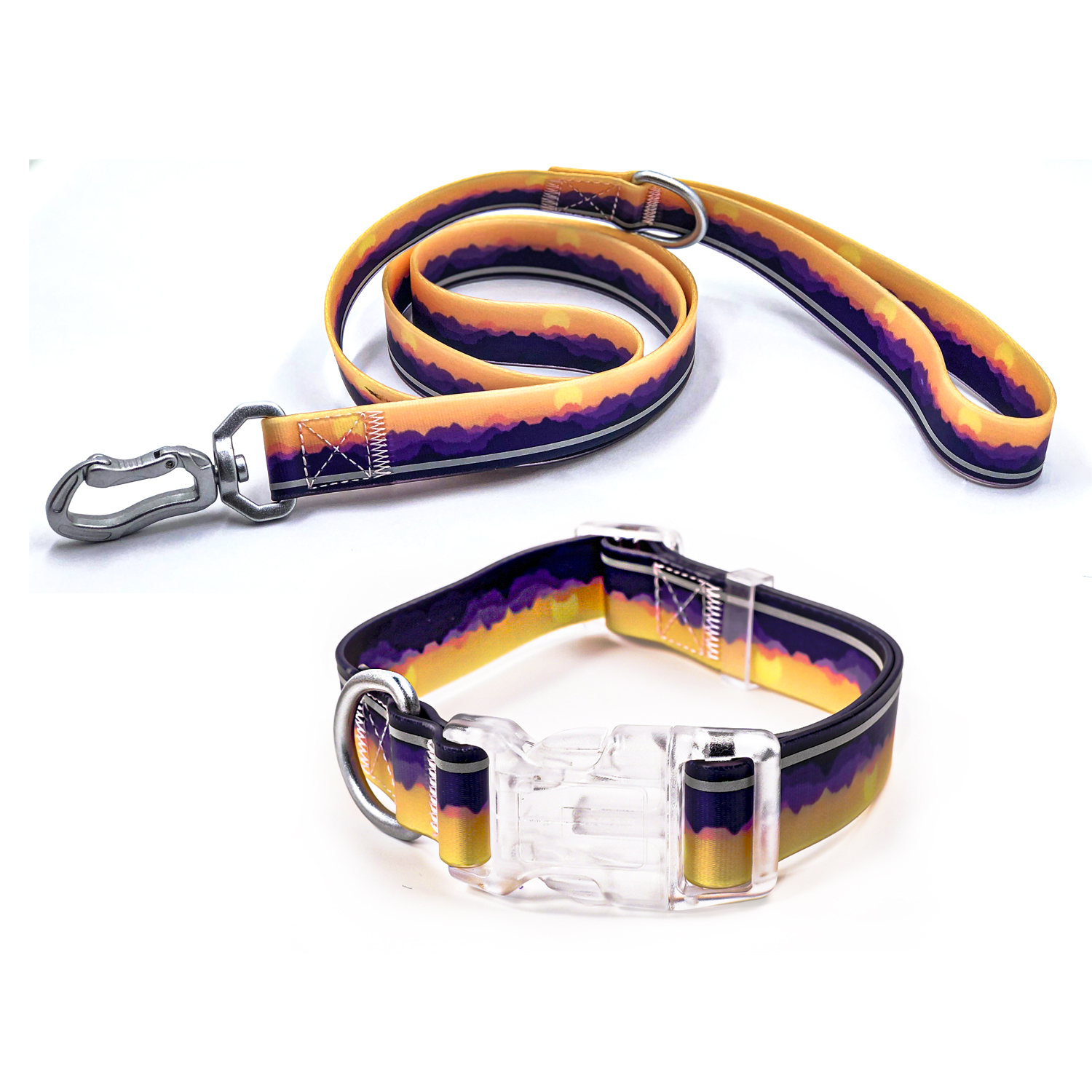Waterproof Pet Collar &amp; Leash Set - Adjustable for Small/Large Dogs, Waterproof &amp; Easy to Clean, Durable Reflective Strips for Safety (Multiple Colors)