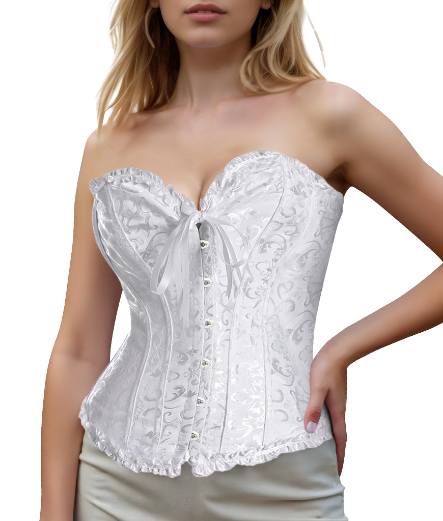 Bustier Corset Tops for Women Overbust Lace Up Date Night Outfit Strapless Steel Boned Going Out Holiday Party Rave Valentine Tank Tops