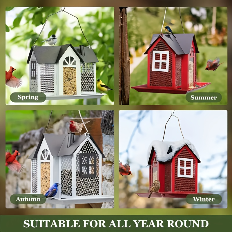 1 Outdoor Bird Feeder House - Metal Mesh Wild Bird Feeder with Triple Feeders. Durable, and Suitable for Finches, Cardinals &amp; Chickadees.
