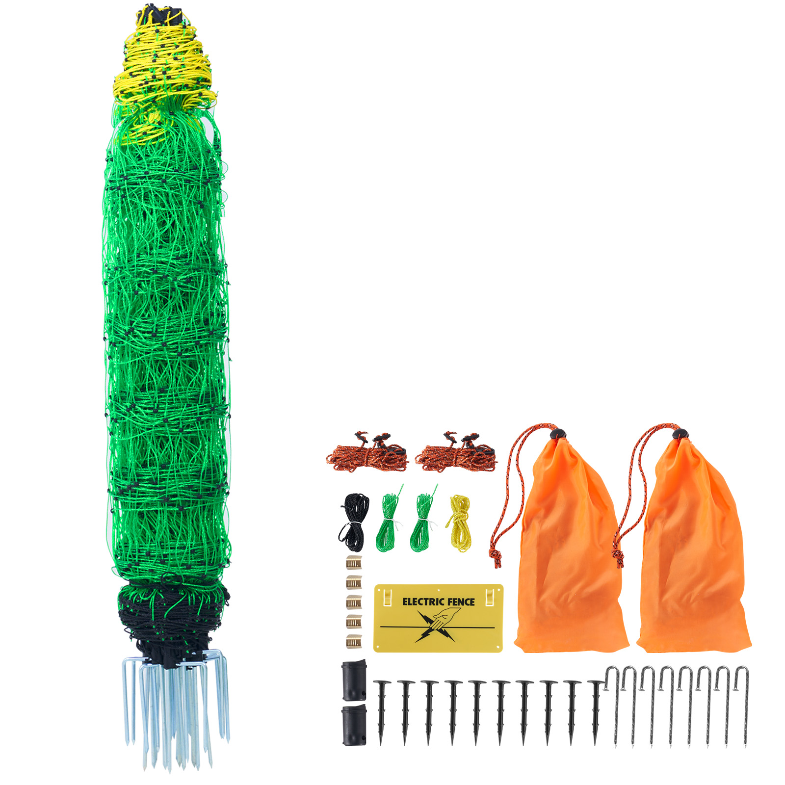 VEVOR Electric Fence Netting, 35" H x 164' L, PE Net Fencing with Posts &amp; Double-Spiked Stakes, Utility Portable Mesh for Goats, Sheep, Lambs, Deer, Hogs, Dogs, Used in Backyards, Farms, and