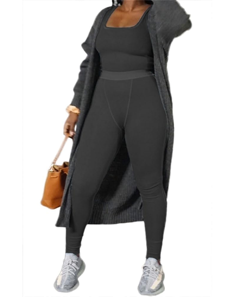Casual Workout Sets Two Piece Outfits for Women Ribbed Crop Tank Top High Waist Yoga Leggings Active Wear