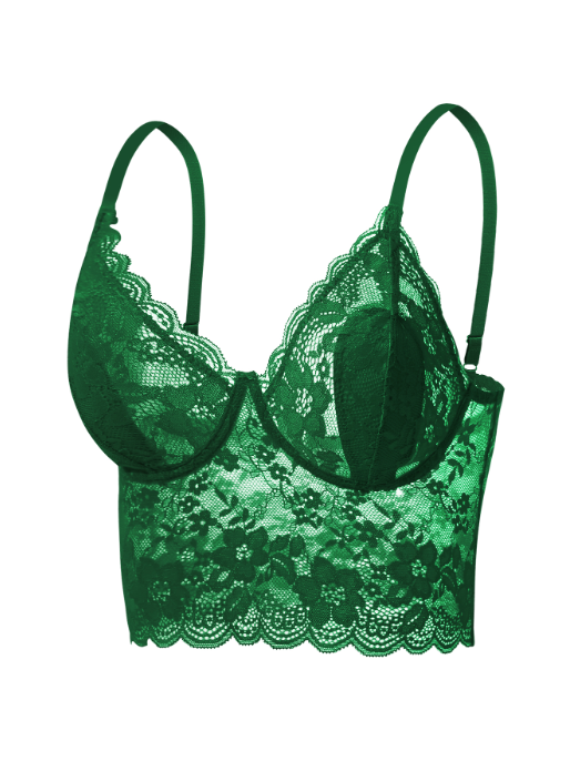 Viomisha Women's Semi-Sheer Floral Lace Bodycon Bra, Scallop Trim Elegant Lingerie, Elegant Comfortable Breathable Lingerie, Bra Contrast Mesh Hollow Crop Top Bra.