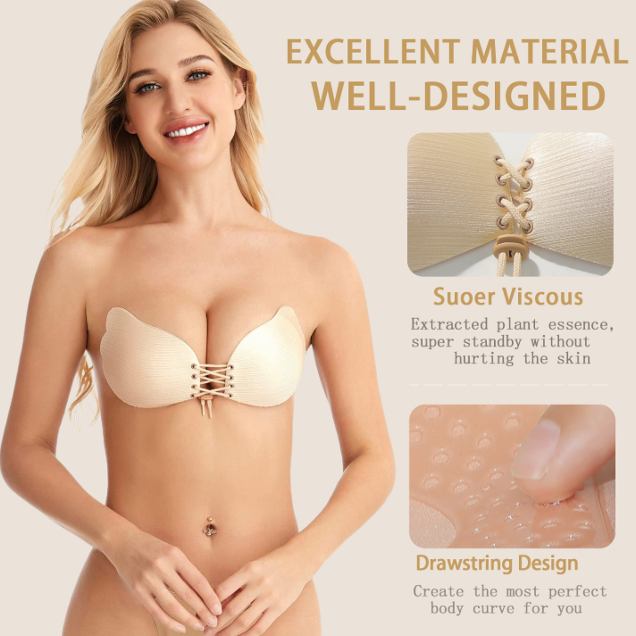 Viomisha 1 Set Women Sticky Bra And Thong Briefs Backless Strapless Bra Push Up Breathable Underwear Adhesive Invisible Lift Up Bras.