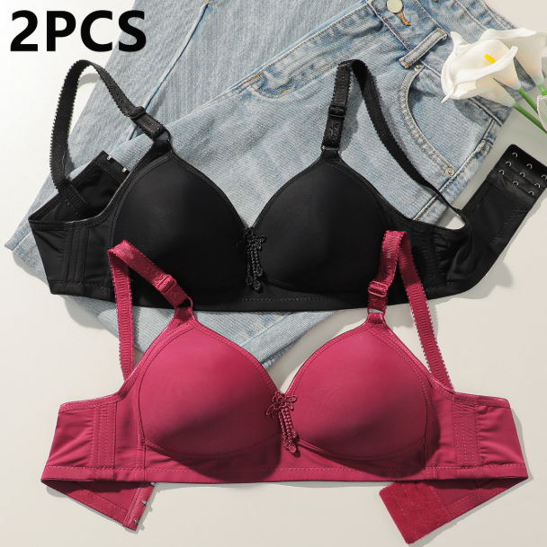 2PCS Full Coverage Seamless Bras No-Wire Bra Comfortable Breathable Nursing Bras For Women Thin Lightweight Lift And Smoothing Seamless Bras For Daily Wear.