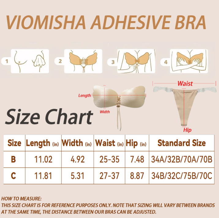 Viomisha 1 Set Women Sticky Bra And Thong Briefs Backless Strapless Bra Push Up Breathable Underwear Adhesive Invisible Lift Up Bras.