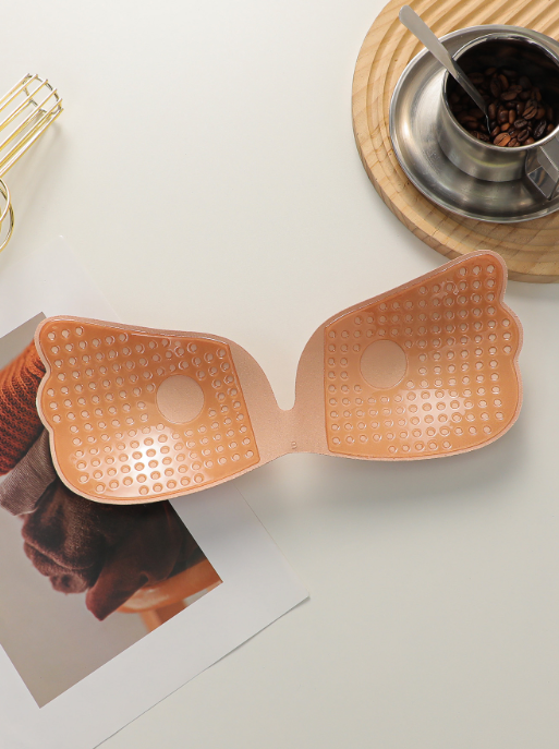 Invisible Silicone Strapless Bra Nipple Stickers Fabric One-Piece Seamless Sticky Bra Wedding Dress Bridal