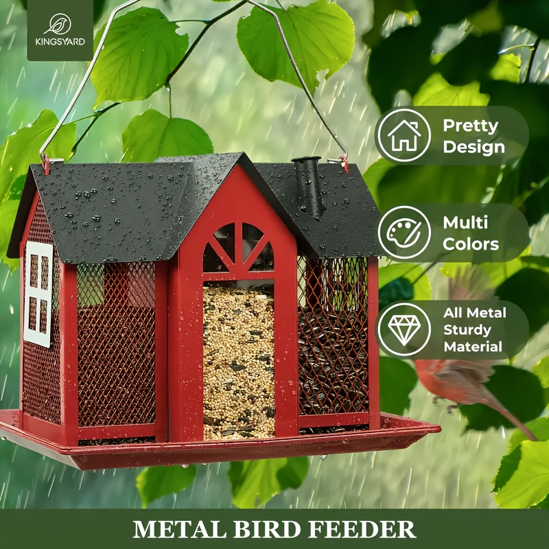 1 Outdoor Bird Feeder House - Metal Mesh Wild Bird Feeder with Triple Feeders. Durable, and Suitable for Finches, Cardinals &amp; Chickadees.