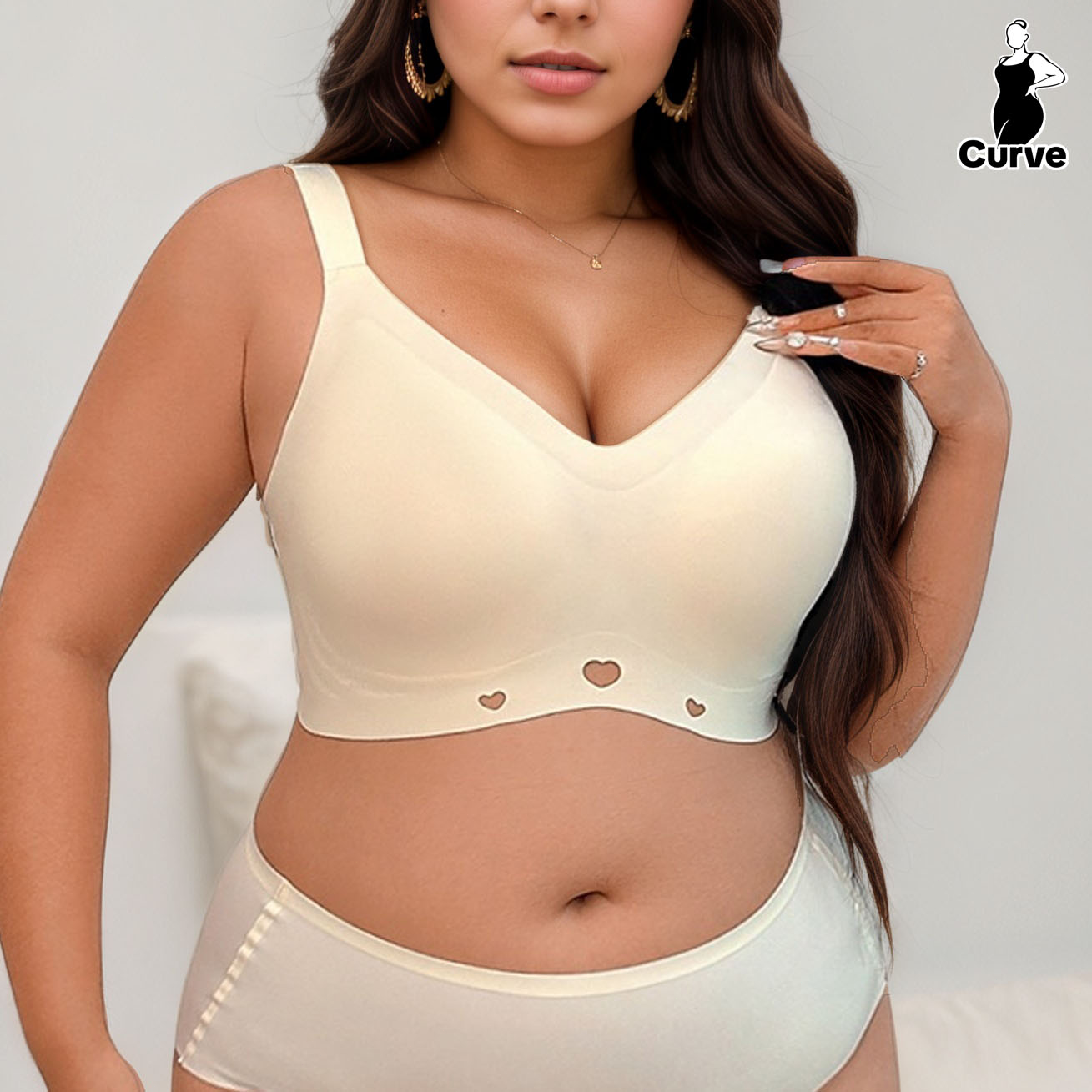 Plus Size Seamless Bra Anti-Sagging & Push-Up Seamless Wirefree Bra For Women Removable Padded Adjustable Shoulder trap