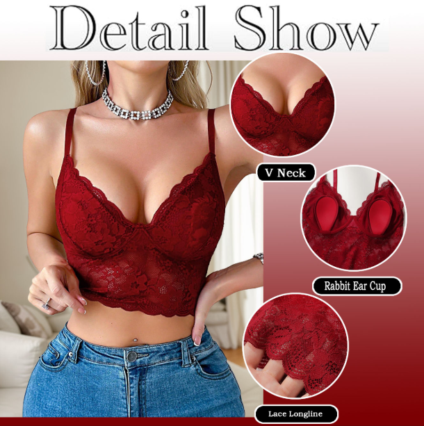 Viomisha Women's Semi-Sheer Floral Lace Bodycon Bra, Scallop Trim Elegant Lingerie, Elegant Comfortable Breathable Lingerie, Bra Contrast Mesh Hollow Crop Top Bra.