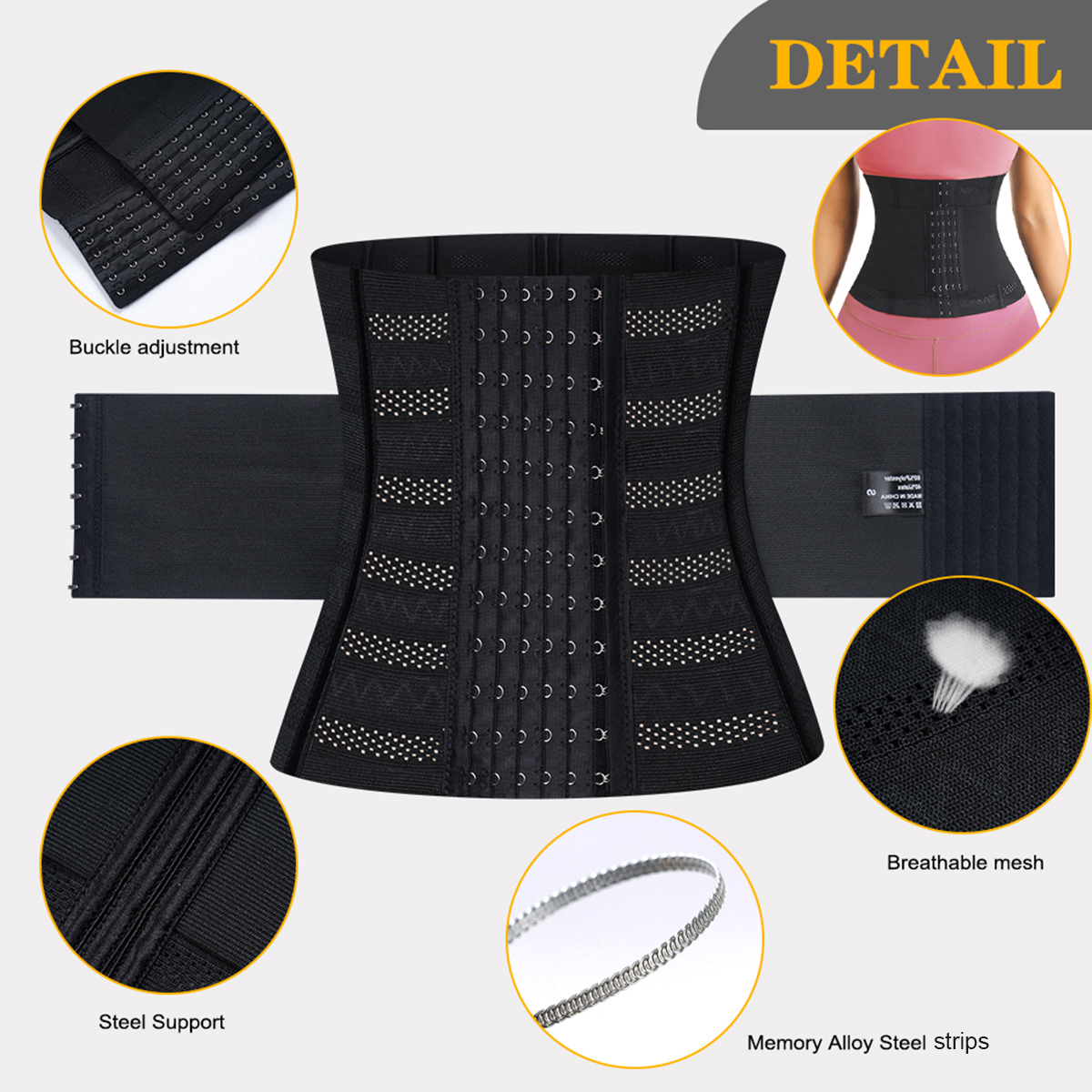 ARITAUM Waist Trainer Corset for Women Tummy Control Sport Workout Body Shaper Black