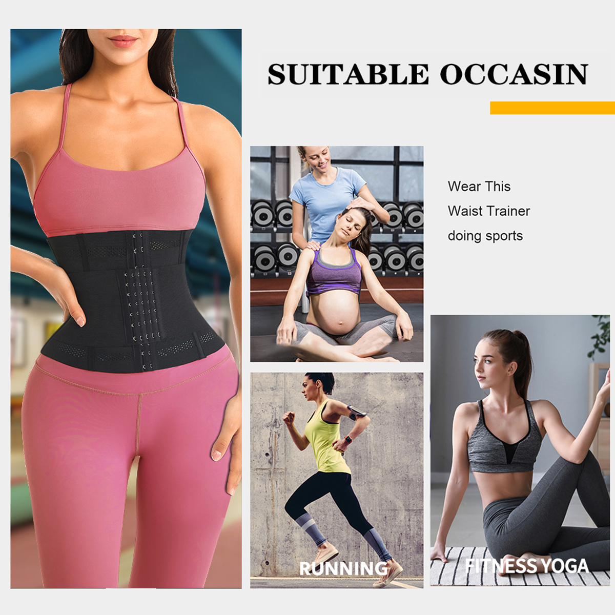 ARITAUM Waist Trainer Corset for Women Tummy Control Sport Workout Body Shaper Black