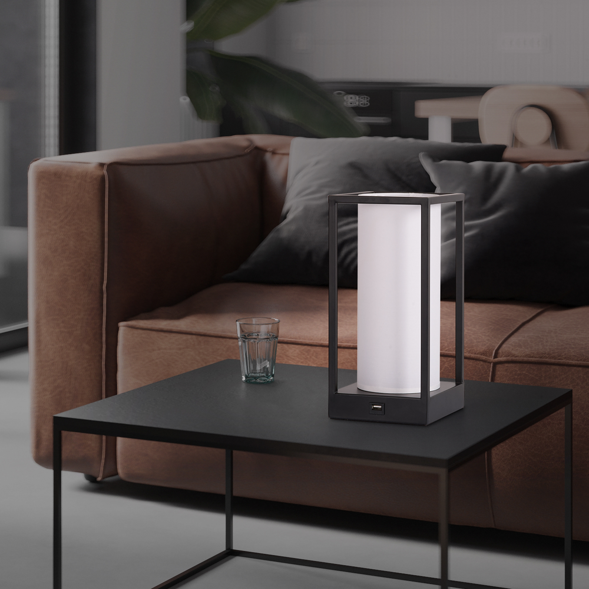 Minimalist  Table Lamp with Phone Charger Bedside Lamp Desk Lamp for Living Room