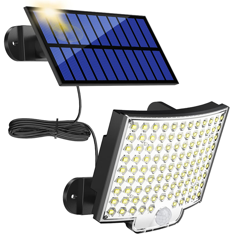 Solar Outdoor Lights Waterproof, LED Security Lights with 16.5 ft Cable, Motion Sensor Lights, Flood Light for Streets, Courtyards,Parking Garages