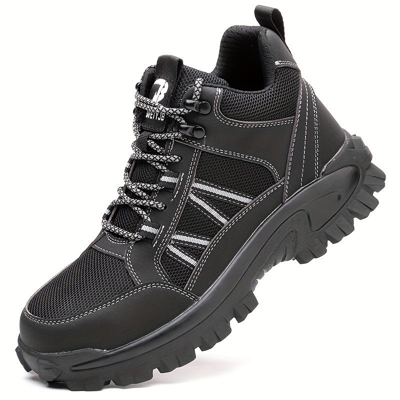 Men's High Top Safety Sneakers - Steel Toe, Lace-Up, Comfortable for All Seasons & Work