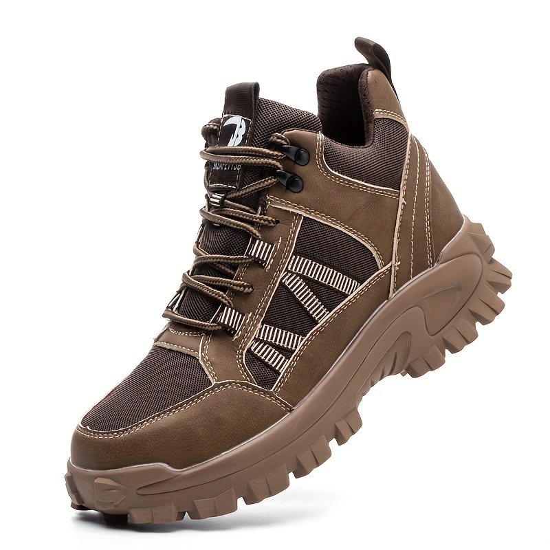 Men's High Top Safety Sneakers - Steel Toe, Lace-Up, Comfortable for All Seasons & Work