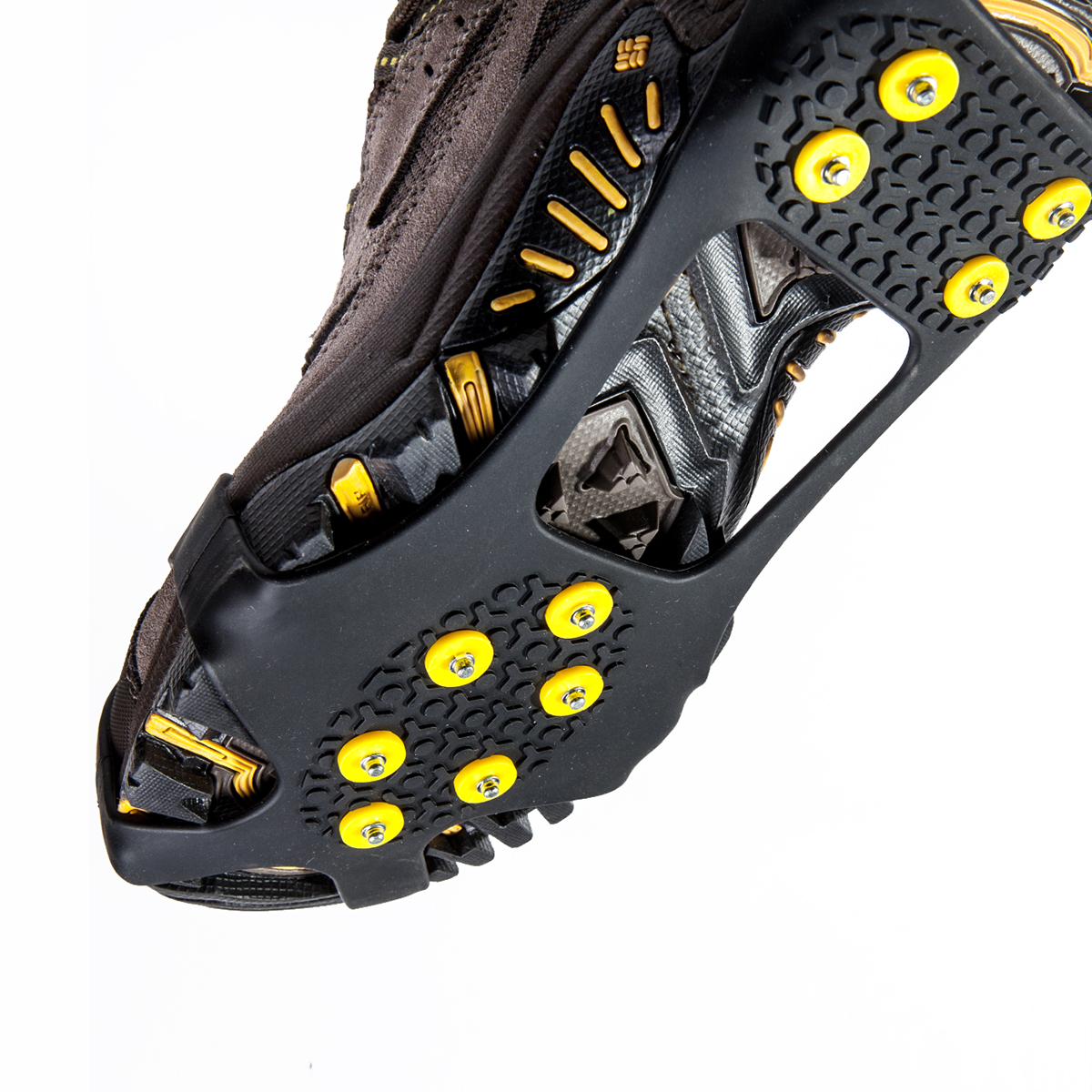 Ice Cleats For Boots Shoes, Ice Shoe Grips Anti Slip For Men Women, Rubber Snow Cleats, Spikes Crampons For Hiking Boots And Shoes + 10 Extra Replacement Studs (S, M, L, XL)