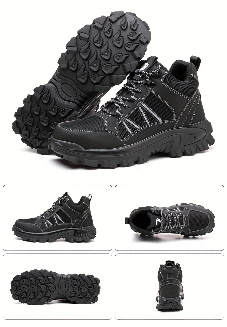 Men's High Top Safety Sneakers - Steel Toe, Lace-Up, Comfortable for All Seasons & Work