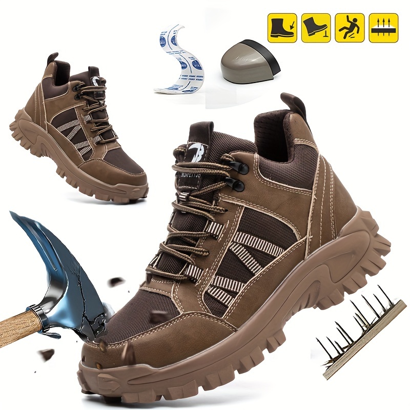Men's High Top Safety Sneakers - Steel Toe, Lace-Up, Comfortable for All Seasons & Work