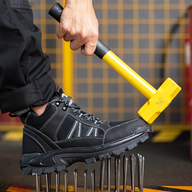 Men's High Top Safety Sneakers - Steel Toe, Lace-Up, Comfortable for All Seasons & Work