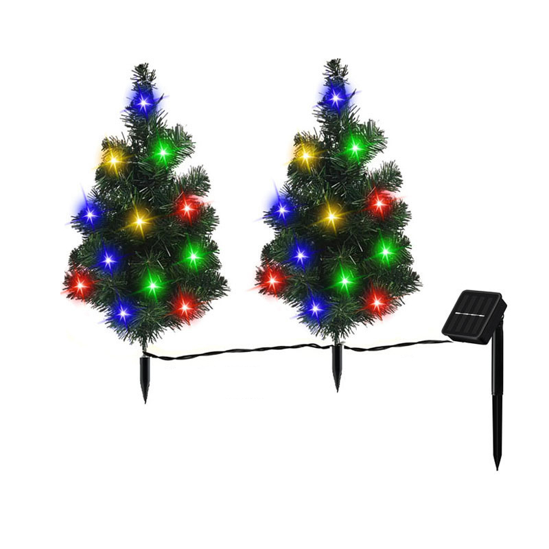 2pcs 29In Solar Lawn Lamp, Garden Solar Light Tree, Outdoor Christmas Grass Cypress Tree Garden Light Decorations
