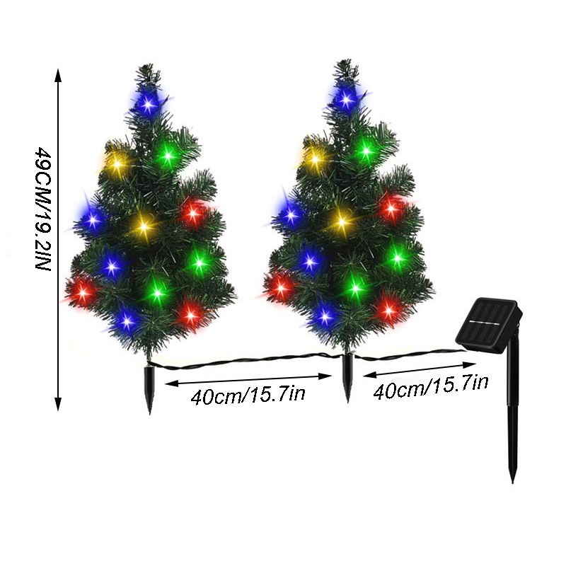 2pcs 29In Solar Lawn Lamp, Garden Solar Light Tree, Outdoor Christmas Grass Cypress Tree Garden Light Decorations